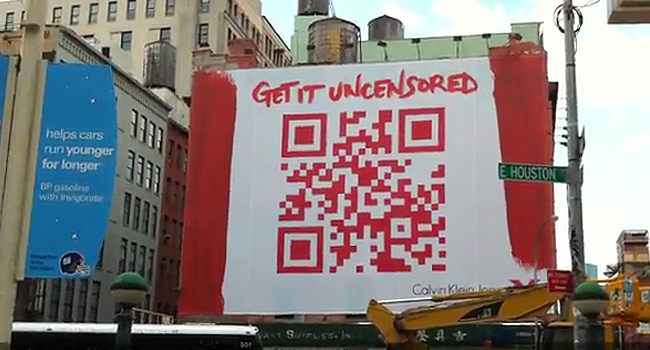 QR Codes used on Calvin Kein Billboard Advertising