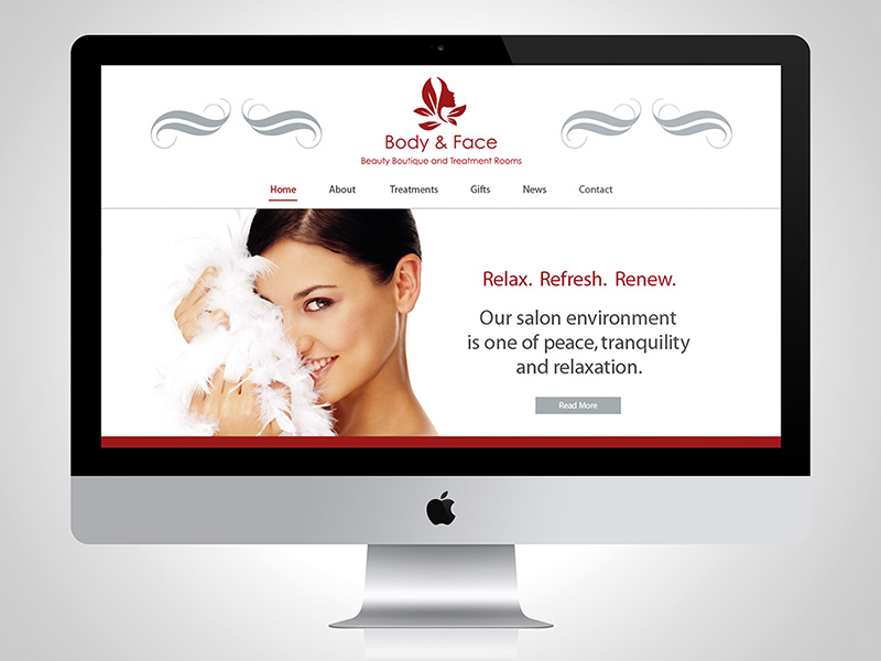 Website design for Body and Face, Storrington