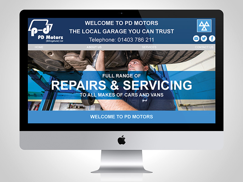 Website design for PD Motors, Billingshurst
